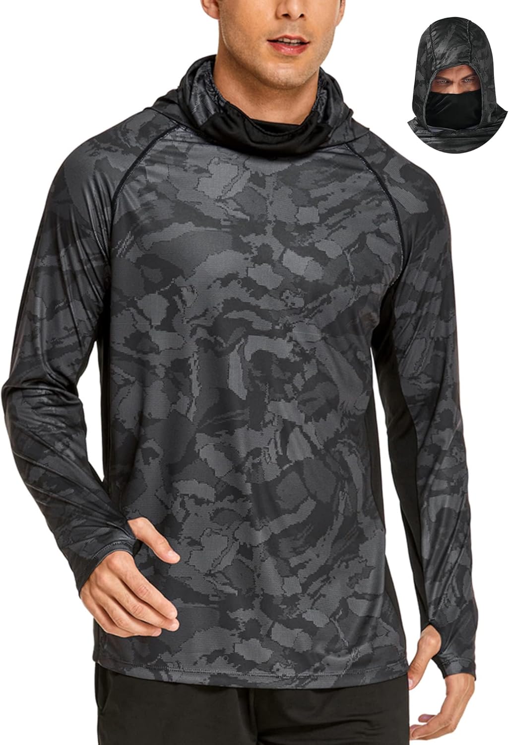 Fishing Equipment Clearance - Herren-Sonnenschutzshirts mit Kapuze und Maske, Angelshirts