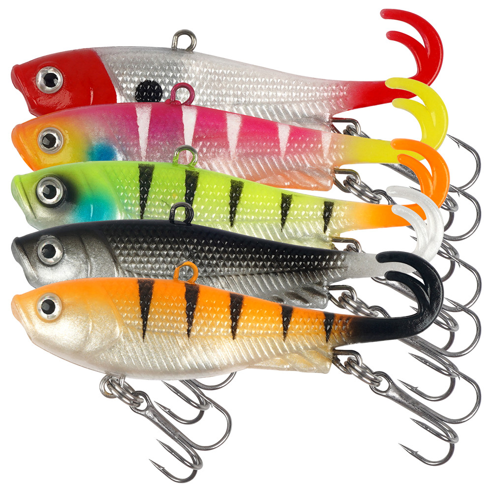 Jig Head Lure - 5 Stück vorgezeichnete Jig-Kopf-Wobbler, weiche Angelköder,