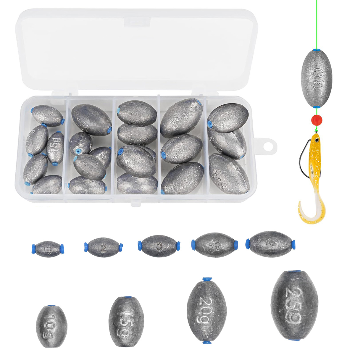 Ei-förmige Angelbleie Sortimen – Bass Fishing Lure Bewertung und Preis